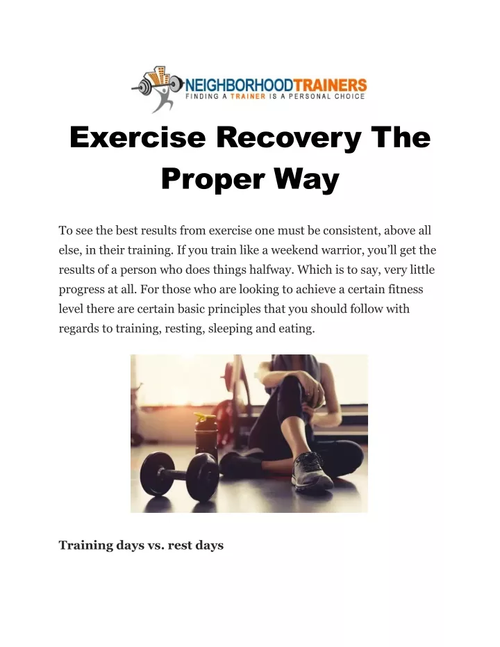 exercise recovery the proper way