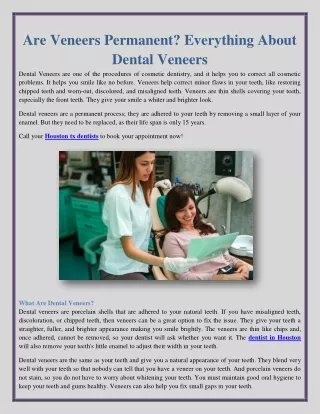 Are Veneers Permanent? Everything About Dental Veneers