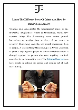 Learn The Different Sorts Of Crime And How To Fight Them Legally