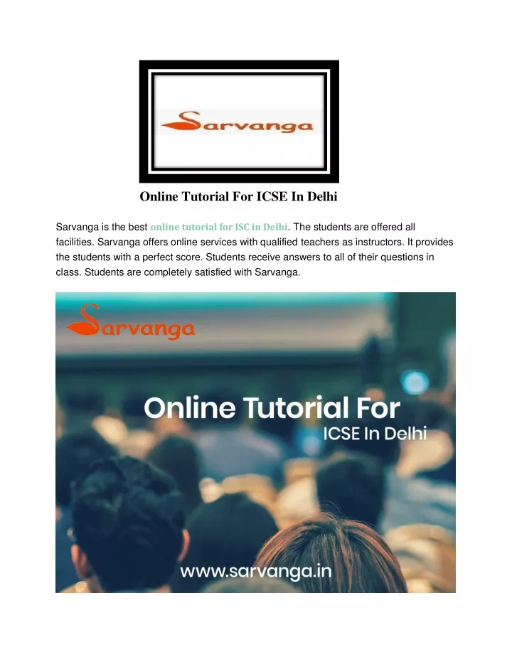 online tutorial for icse in delhi sarvanga