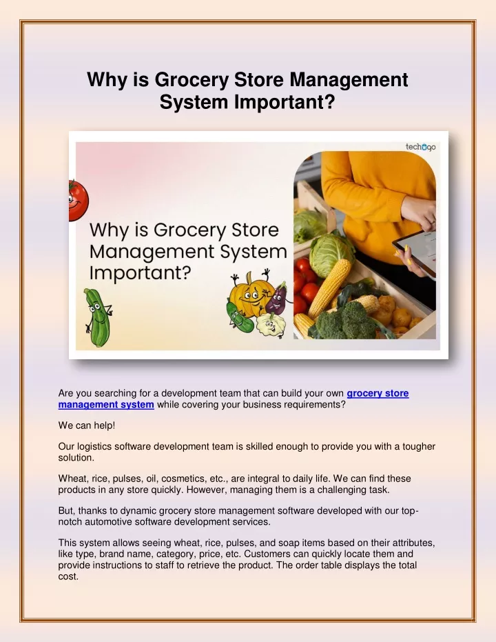 why is grocery store management system important