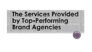 The Services Provided by Top-Performing Brand Agencies