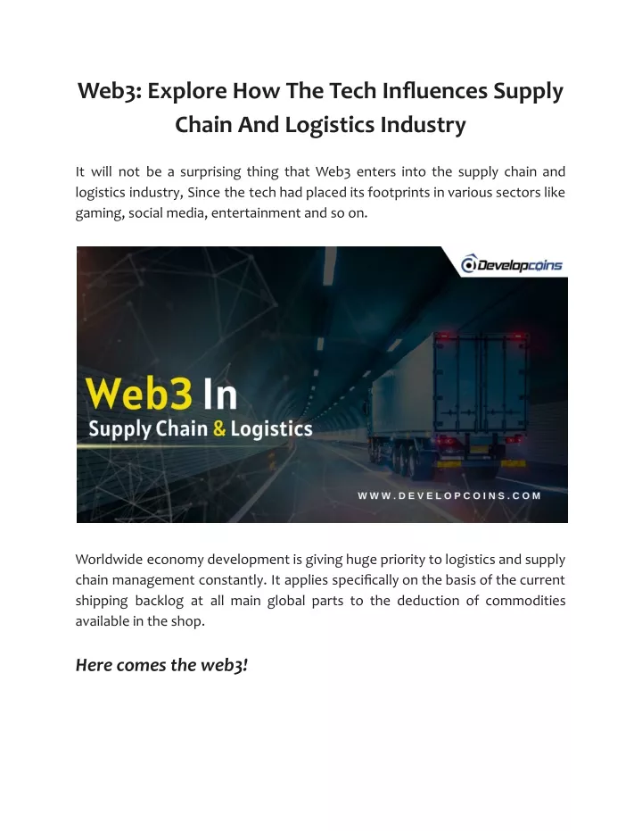 web3 explore how the tech influences supply chain