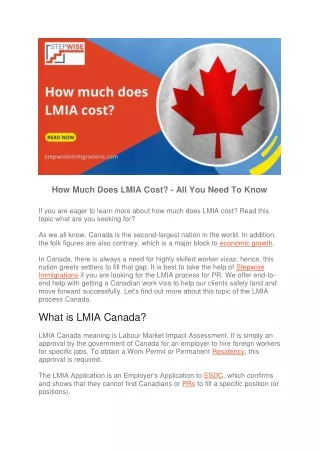 How Much Does LMIA Cost- All You Need To Know