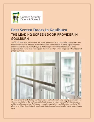 Best Screen Doors in Goulburn