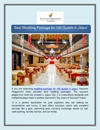 Best Wedding Package for 100 Guests in Jaipur