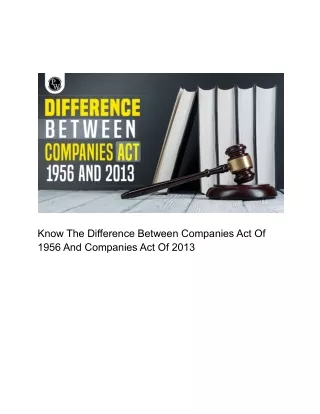 Difference between companies act 1956 and 2013