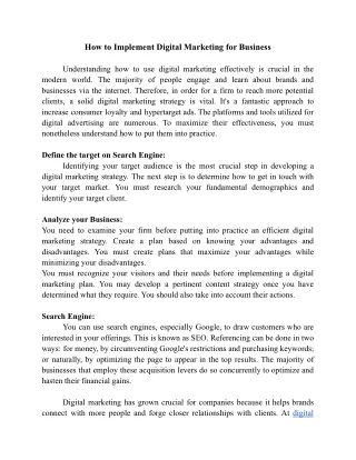 how to implement digital marketing for business