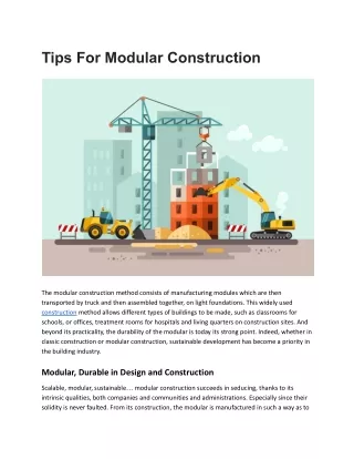 Tips For Modular Construction