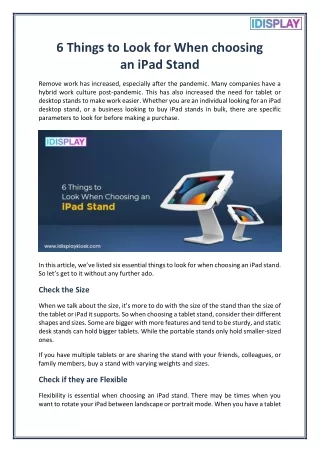 Things to Look When Buying iPad Stand