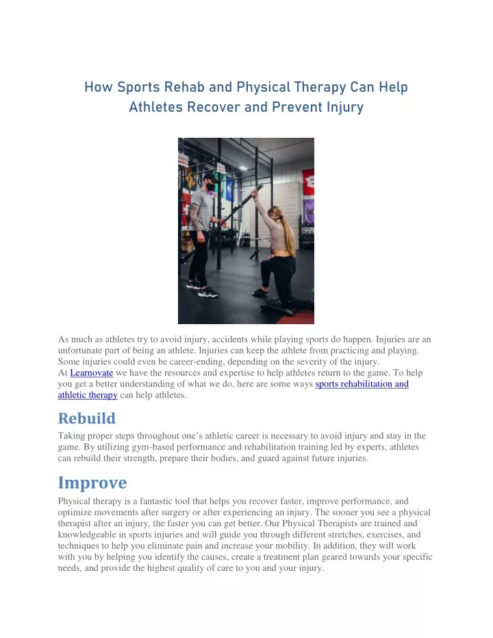how sports rehab and physical therapy can help