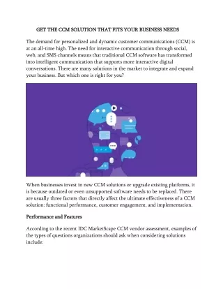 get the ccm solution that fits your business