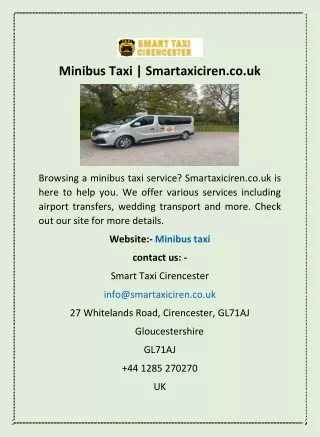 Minibus Taxi | Smartaxiciren.co.uk