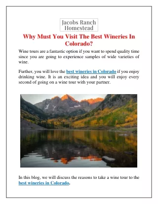 Why Must You Visit The Best Wineries In Colorado