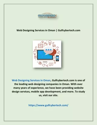 Web Designing Services in Oman | Gulfcybertech.com