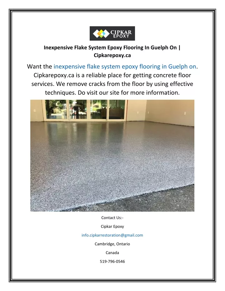 inexpensive flake system epoxy flooring in guelph