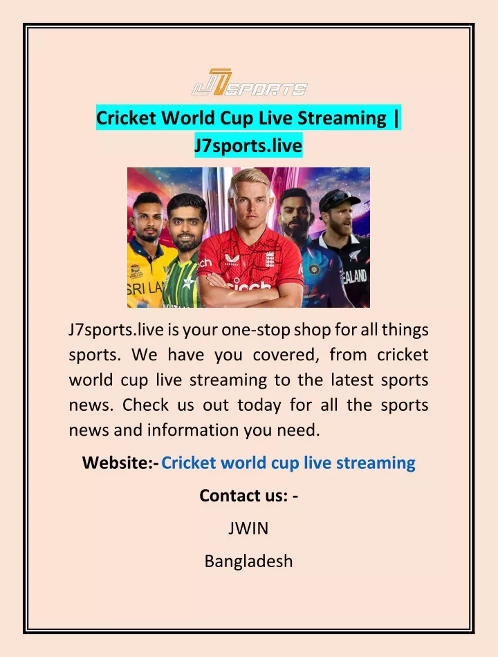 cricket world cup live streaming j7sports live