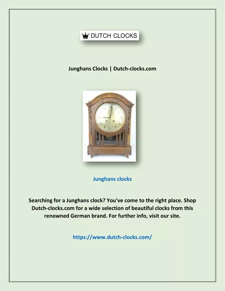 junghans clocks dutch clocks com