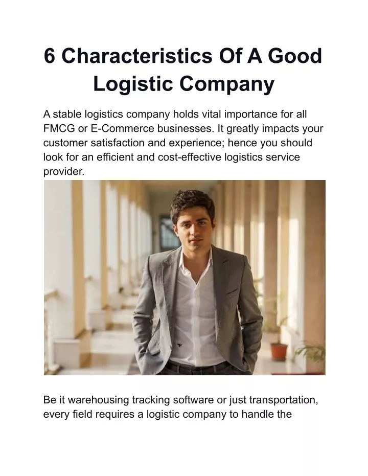 6 characteristics of a good logistic company