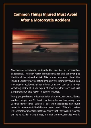 motorcycle accidents undoubtedly