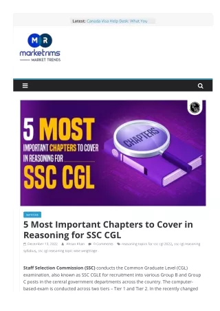 5 Most Important Chapters to Cover in Reasoning for SSC CGL-PW