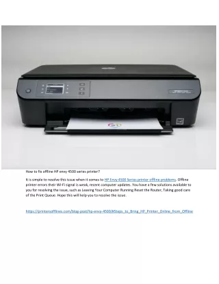 how to fix offline hp envy 4500 series printer
