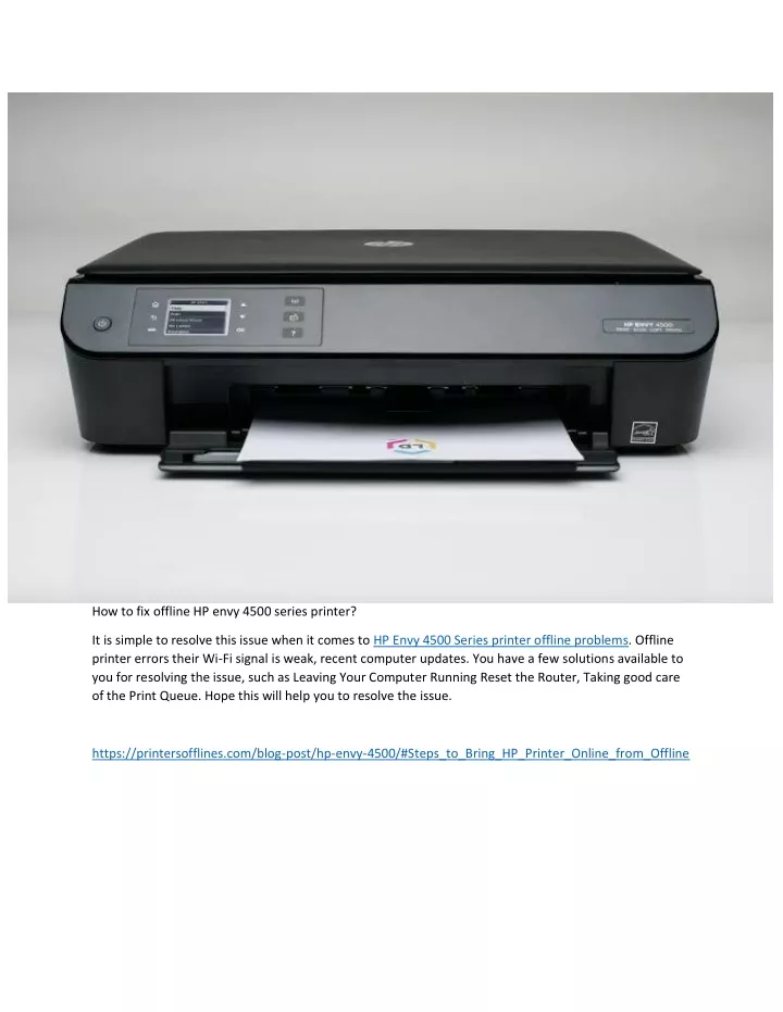 how to fix offline hp envy 4500 series printer