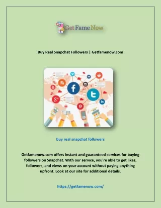 Buy Real Snapchat Followers | Getfamenow.com