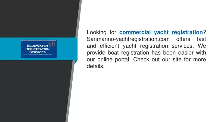 looking for commercial yacht registration