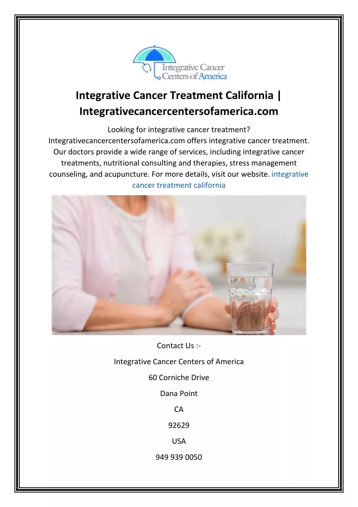 integrative cancer treatment california