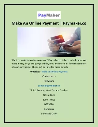 Make An Online Payment  Paymaker.co