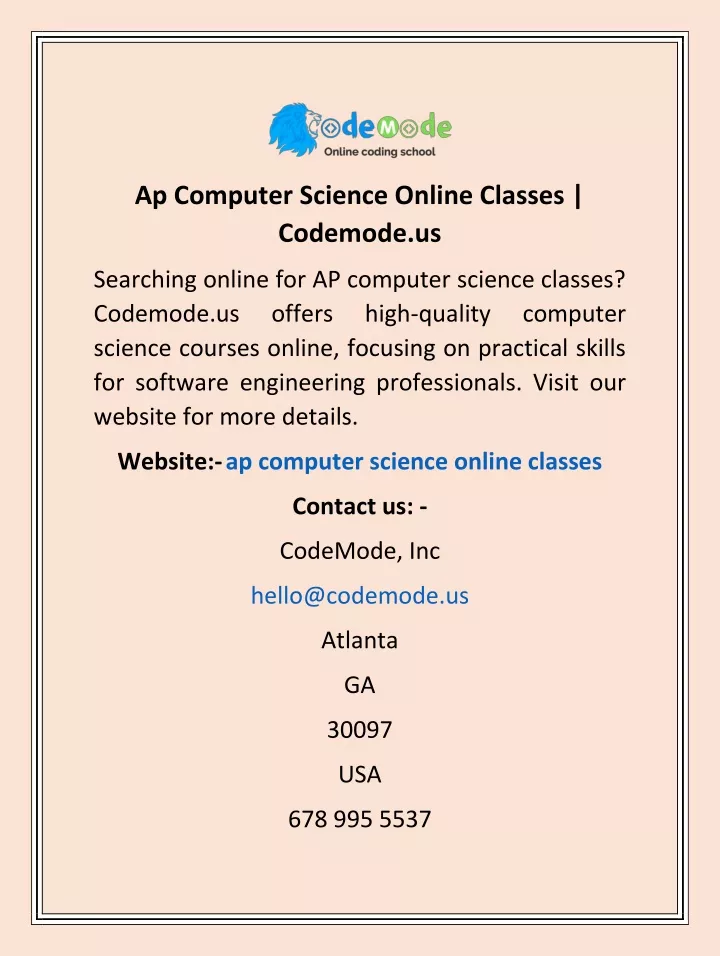ap computer science online classes codemode us
