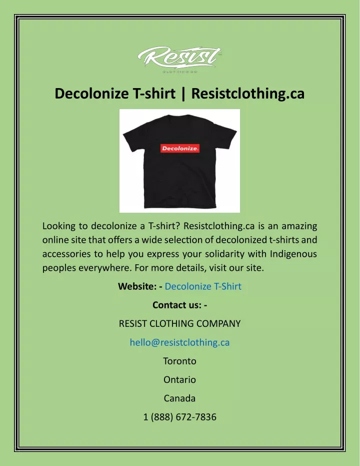 decolonize t shirt resistclothing ca