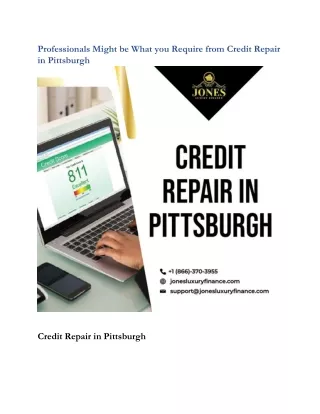 Professionals Might be What you Require from Credit Repair in Pittsburgh