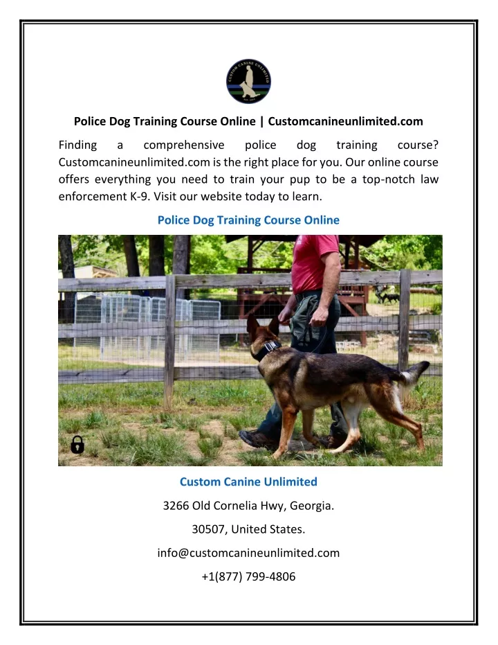 police dog training course online