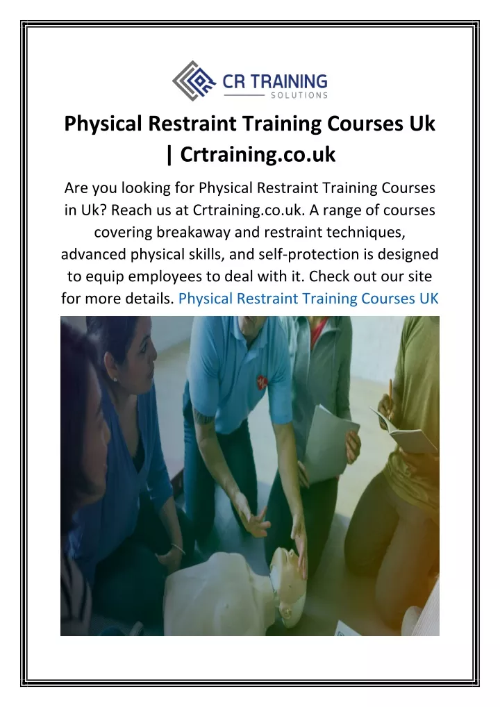 physical restraint training courses uk crtraining