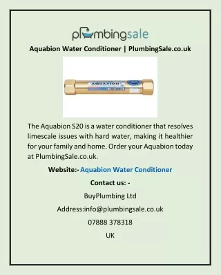 Aquabion Water Conditioner | PlumbingSale.co.uk