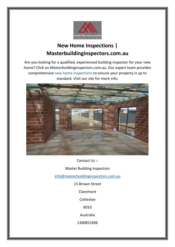 new home inspections masterbuildinginspectors