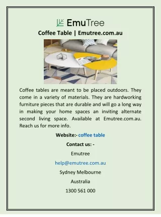 Coffee Table | Emutree.com.au