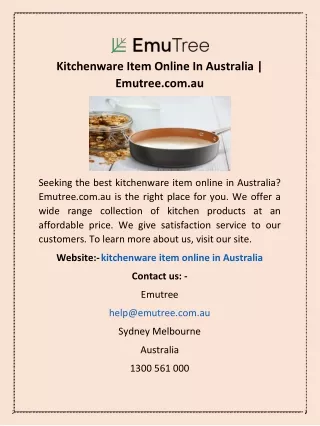 Kitchenware Item Online In Australia | Emutree.com.au