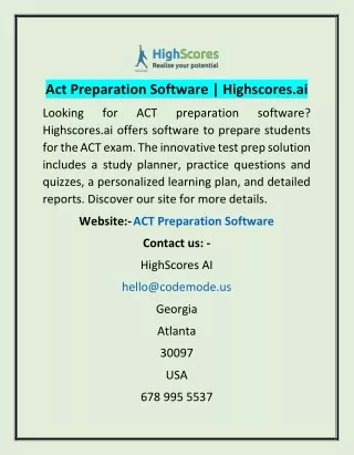 Act Preparation Software | Highscores.ai