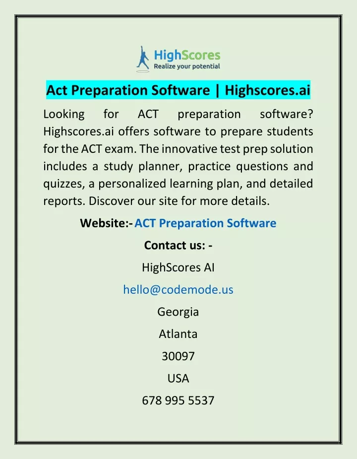 act preparation software highscores ai