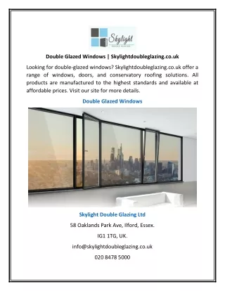 Double Glazed Windows | Skylightdoubleglazing.co.uk