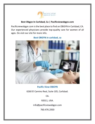 Best Obgyn In Carlsbad, Ca | Pacificviewobgyn.com