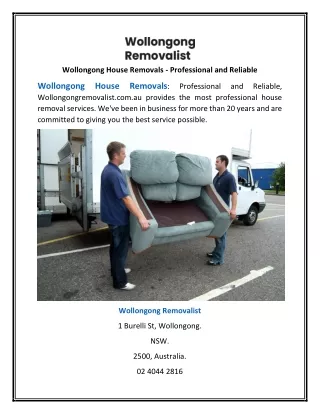 Wollongong House Removals - Professional and Reliable