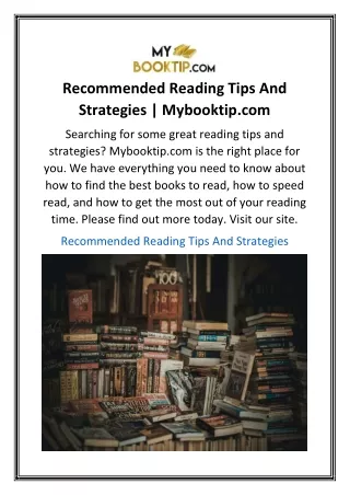 recommended reading tips and strategies mybooktip