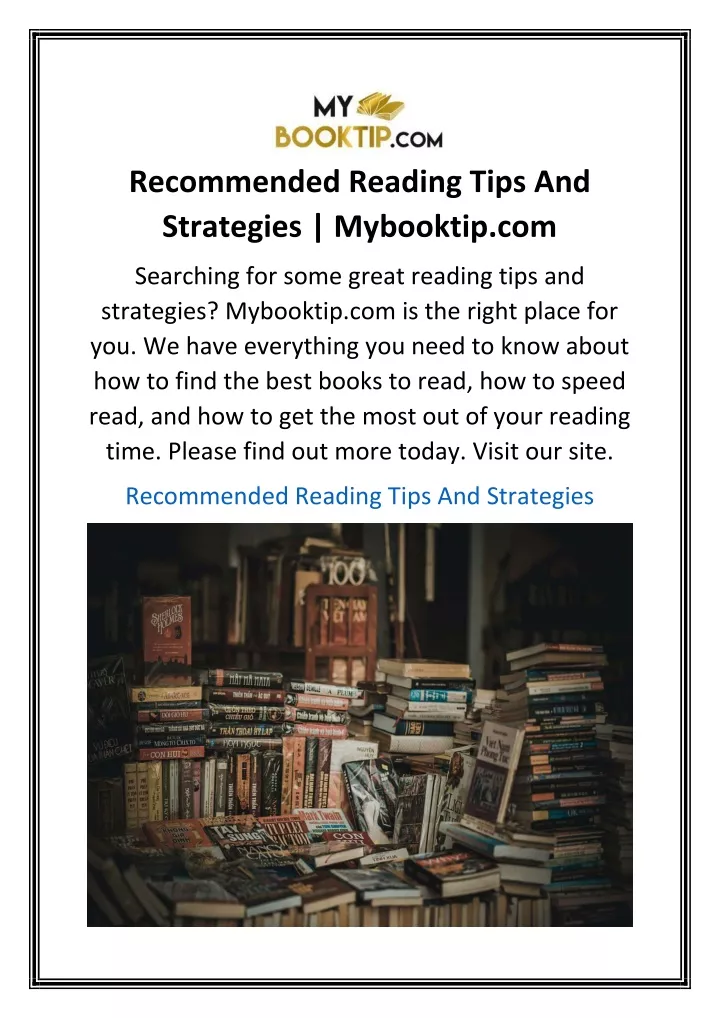 recommended reading tips and strategies mybooktip