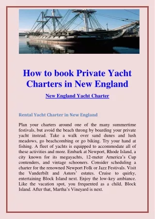 How to book Private Charters in New England