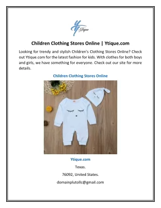 Children Clothing Stores Online | Ytique.com