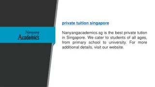 Private Tuition Singapore  Nanyangacademics.sg